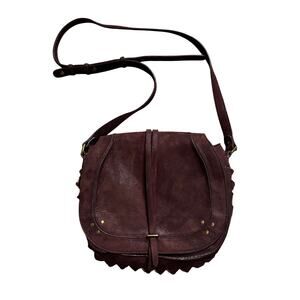 Jerome Dreyfuss Nestor Winestone Deerskin Suede Burgundy Crossbody Messenger Bag